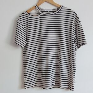 Rebecca Minkoff Short Sleeve Ribbed Knit Tshirt with Cutout.  Size L
